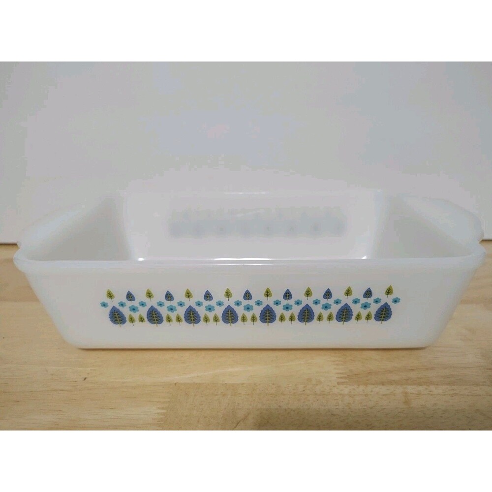 Vintage Fire King Swiss Chalet Alpine Casserole, Fire King Milk Glass Baking Pan